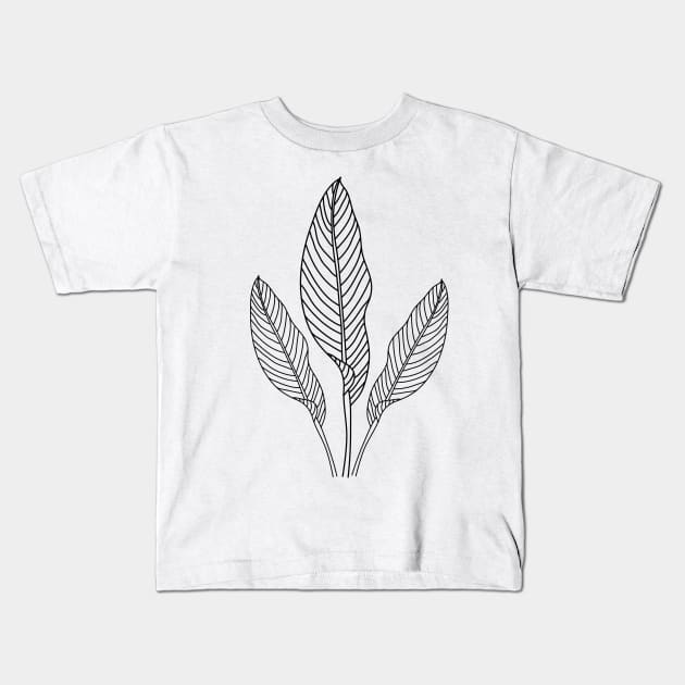 Tropical Leaf Kids T-Shirt by MinimalLineARt